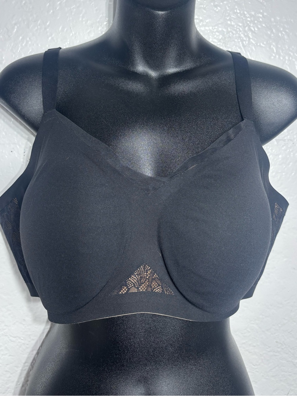 Honeylove women’s 1x 40C/D black crossover bra lace nude wireless